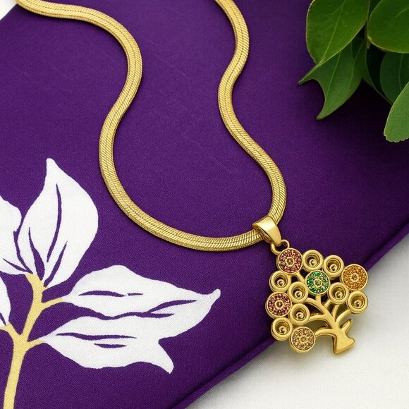 ๐๏ธTree Of Life Pendant Necklace 18K Gold Plated Stainless Steel Dainty Jewelry - Picture 7 of 9
